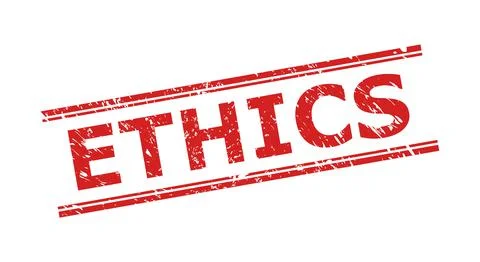 ETHICS Stamp with Corroded Surface and Double Parallel Lines 스톡 일러스트