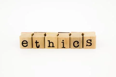 Ethics wording isolate on white background Stock Photos