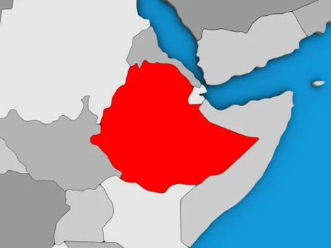 Ethiopia on 3D map Stock Illustration