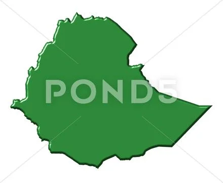 Ethiopia 3d map with national color Stock Illustration