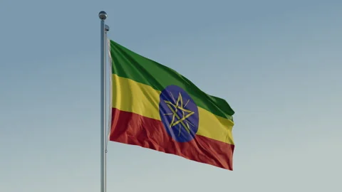 Ethiopia Addis Ababa Flag loop Cinematic Realistic Waving Blue Sky Stock Footage 304683509