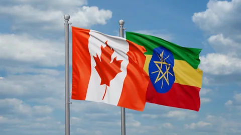 Ethiopia and Canada two flags Stock Footage 267400279