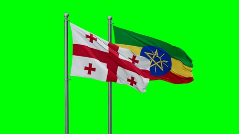 Ethiopia and Georgia two flags Stock Footage 293208246