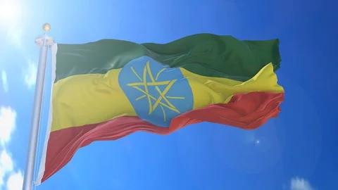 Ethiopia animated flag pack in 3D and isolated background Video stock 119931220