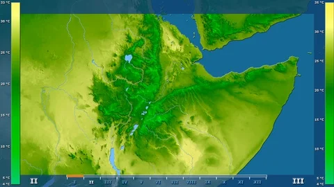 Ethiopia - average temperature, raw data Stock Footage 92160308