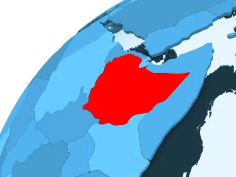 Ethiopia on blue globe Stock Illustration