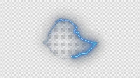 Ethiopia Blue Neon Map Loop Animation on Transparent Background, Glowing Vídeo Stock 337295311