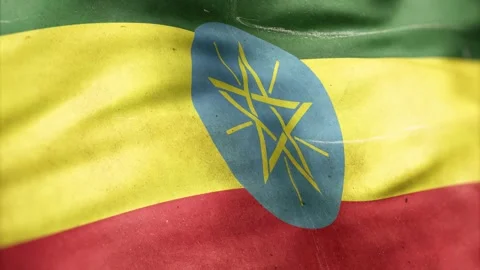 Ethiopia Custom Flag Old Texture Background Stock Footage 320970339