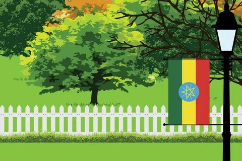 Ethiopia Day Trees Lamp Vector Illustration Stock Illustration