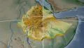Ethiopia extruded. Bumps shaded. Graticule. 4k or 4k+ Resolution