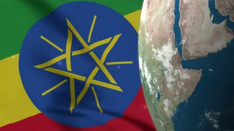 Ethiopia Flag and Ethiopia Map on Earth Globe 4K 库存影片 220776740
