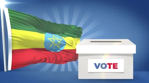 Ethiopia Flag and voting box general election 2024 Stock Footage 343551729
