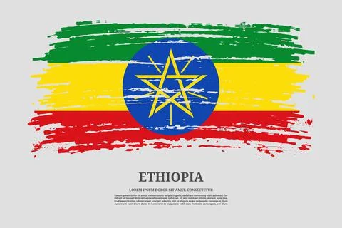 Ethiopia flag with brush stroke effect and information text poster, vector Illustrazione stock
