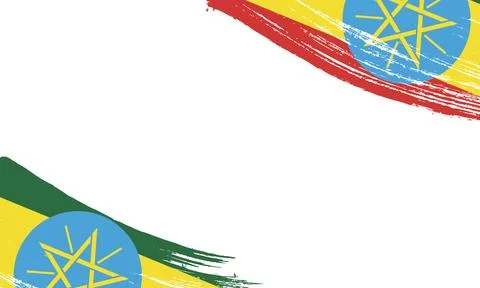 Ethiopia Flag with Brush Stroke Effect, Grunge brush stroke. Watercolor pai.. Stock Illustration