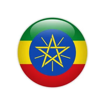 Ethiopia flag on button Stock Illustration
