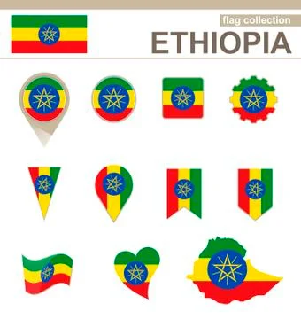 Ethiopia Flag Collection Stock Illustration