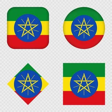Ethiopia Flag Icons Pack. Vector illustration. Stock Illustration
