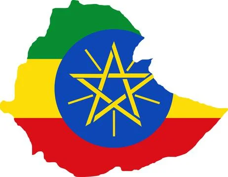 Ethiopia Flag in Map, Ethiopia Map with Flag, Country Map, Ethiopia Map wit.. Stock Illustration