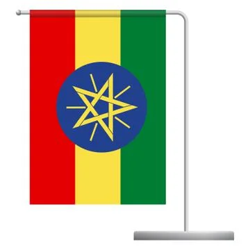 Ethiopia flag on pole icon Stock Illustration