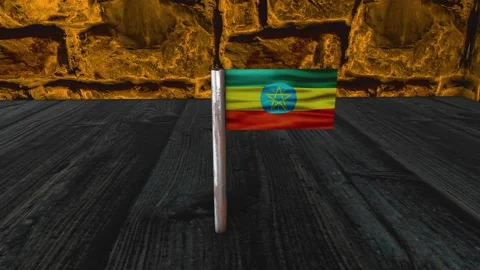 Ethiopia Flag Post - Dolly Shot Stock Footage 271027823