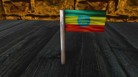 Ethiopia Flag Post - Orbiting Shot Video stock 271026894