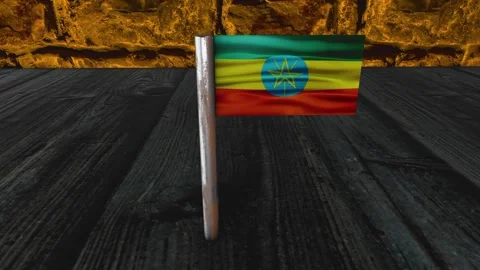 Ethiopia Flag Post - Upwards Shot Stock Footage 271027959