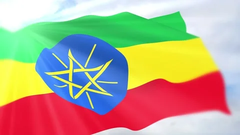 Ethiopia Flag Seamless Loop 4k 60fps on Sky Background Stock Footage 340624286