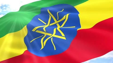 Ethiopia Flag Seamless Loop 4k 60fps on Sky Background Stock Footage 341559804
