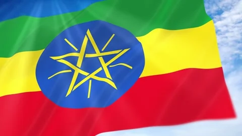 Ethiopia Flag Seamless Loop 4k 60fps on Sky Background Stock Footage 341672950