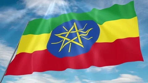Ethiopia Flag Seamless Loop 4k 60fps on Sky Background 動画素材 341756829