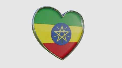 Ethiopia Flag in the Shape of 3D Heart. Stock Footage 140784307