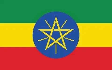 Ethiopia flag vector graphic. Rectangle Ethiopian flag illustration. Ethiopia Stock Illustration