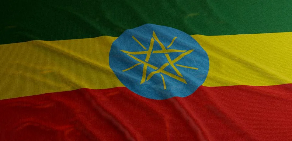 Ethiopia flag with waves 3d render 库存插图