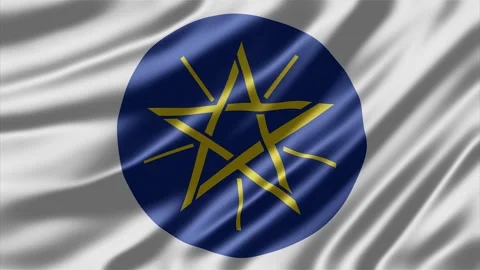 Ethiopia flag waving gracefully in the wind featuring a blue emblem Stock Footage 345147032