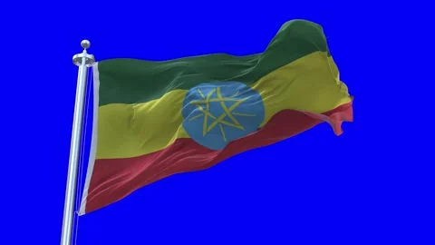 Ethiopia Flag Waving in Loopable and Textured green screen background Stock Footage 296876652