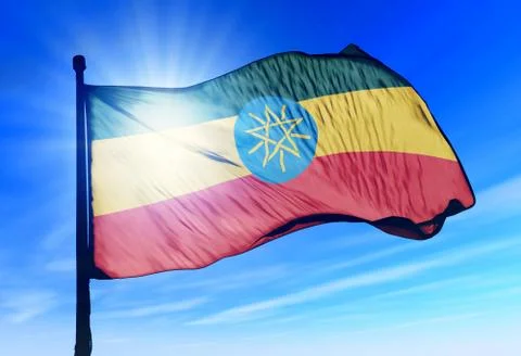Ethiopia flag waving on the wind Stock Illustration