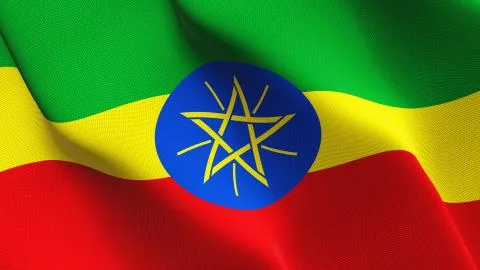 Ethiopia flag waving on wind. Stock-Illustration
