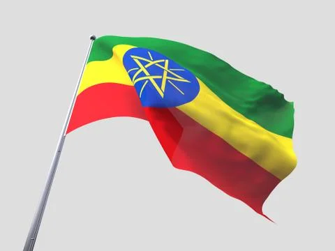 Ethiopia flying flag isolate on white background. 스톡 일러스트