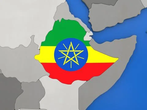 Ethiopia on globe Stock Illustration
