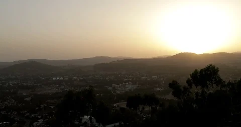 Ethiopia Gondar valley landscape sunset, dawn and dusk times for the whole year Stock Footage 86869088