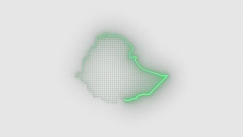 Ethiopia Green Neon Map Loop Animation on Transparent Background Glowing Vídeo Stock 338267185