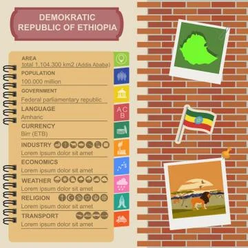 Ethiopia infographics, statistical data, sights Stock Illustration