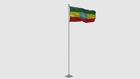Ethiopia  loop 3D Illustration Of The Waving flag On Long  Pole With Alpha Stock-Footage 161678522