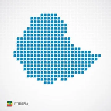 Ethiopia map and flag icon Stock Illustration