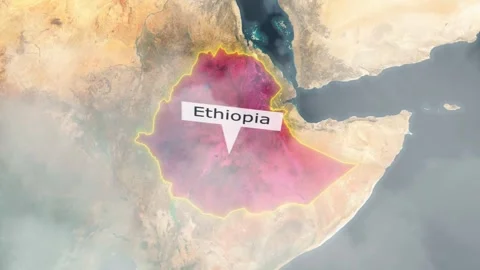 Ethiopia Map - Clouds Effect Stock Footage 267732403
