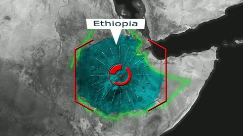 Ethiopia Map - Cyber Attack Stock Footage 268779395