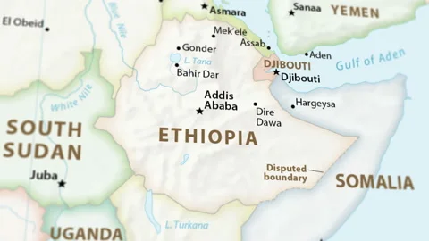 Ethiopia on a Map with Defocus (4K) Stock Footage 101976498