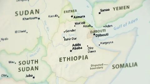 Ethiopia on a Map (with Defocus) Stock Footage 90279957