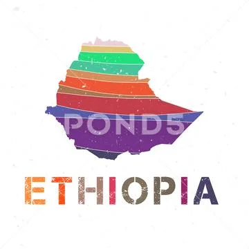 Ethiopia map design. Shape of the country with beautiful geometric