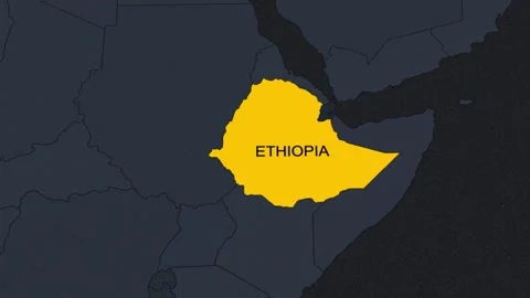 Ethiopia Map from Earth with Flag Stock Footage 343552204